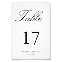 Número de mesa de boda tradicional en blanco y neg