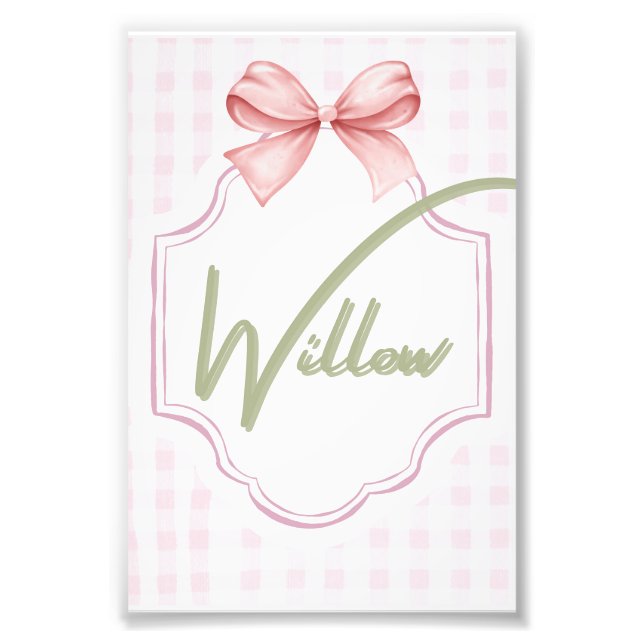 Foto Nursera personalizada de bebé salvaje Bow&Gingham (Frente)