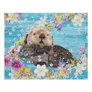 Foto Nutria nadando entre flores