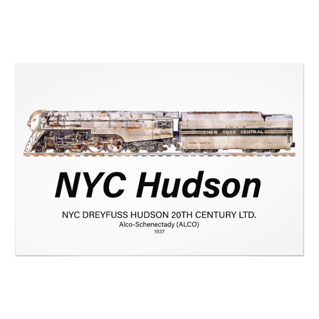 Foto NYC Dreyfuss Hudson Steam Locomotive. Profile (Frente)