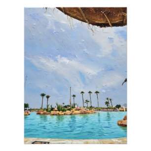 Foto Oasis Tropical Con Palmeras Y Azul Vibrante
