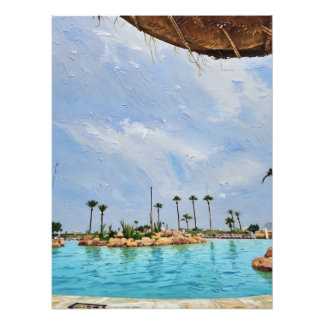 Foto Oasis Tropical Con Palmeras Y Azul Vibrante