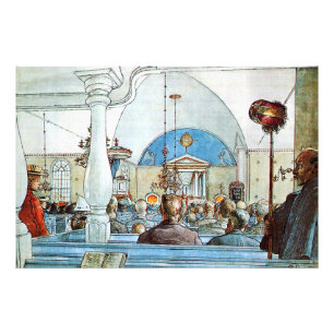 Foto Obra de arte de Carl Larsson, En la iglesia,