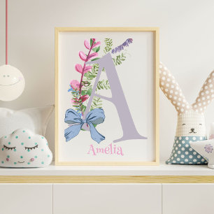 Foto Obra de arte de guardería personalizada con flores