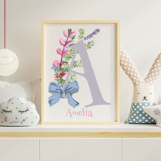 Foto Obra de arte de guardería personalizada con flores