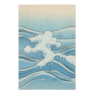 Foto Ocean Wave Art Print – Japanese Woodblock Style