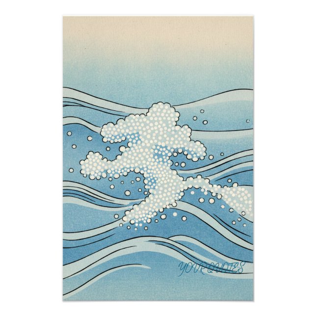 Foto Ocean Wave Art Print – Japanese Woodblock Style (Frente)