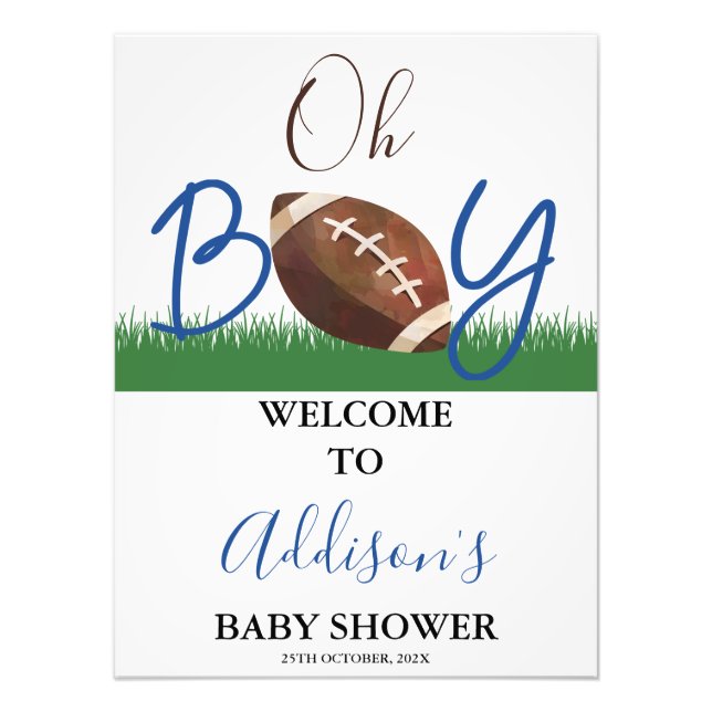 Foto Oh Boy Football Baby Shower Welcome Poster (Frente)