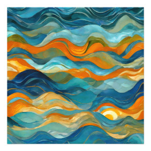 Foto Olas de Naranja verde azul "Bolonia"