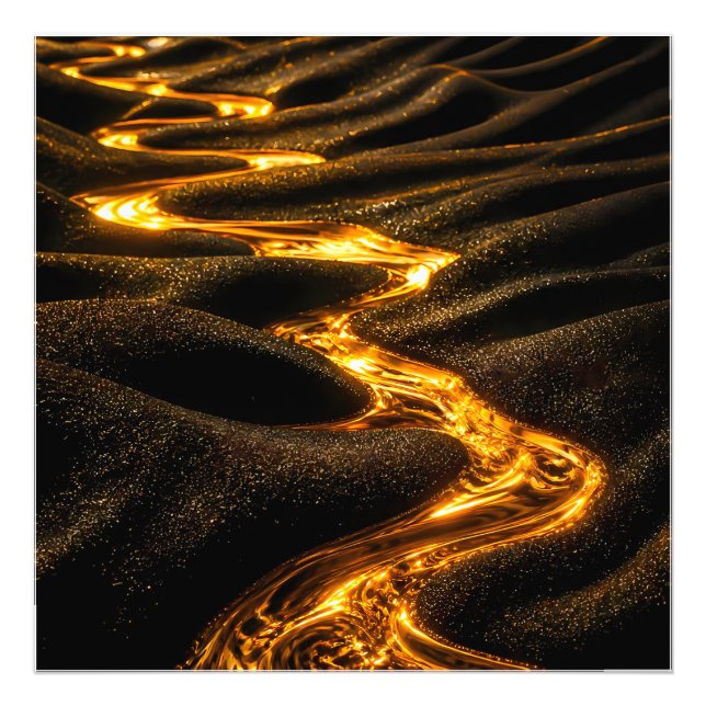 Foto Olas Doradas de Lujo Arte Abstracto Impreso | Mode (Frente)