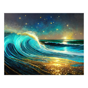 Foto Olas oceánicas divergentes y relucientes