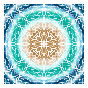 Foto Olas redondas del océano Mandala Verde azulada y t