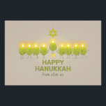 Foto Olive Hanukkah Menorah<br><div class="desc">Un grupo de aceitunas divertidas se reúnen para una sesión de fotos y forman una menorah para enviar un feliz saludo de Hanukkah.</div>