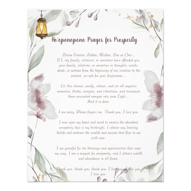 Foto Oración de Ho'oponopono por la prosperidad (Frente)