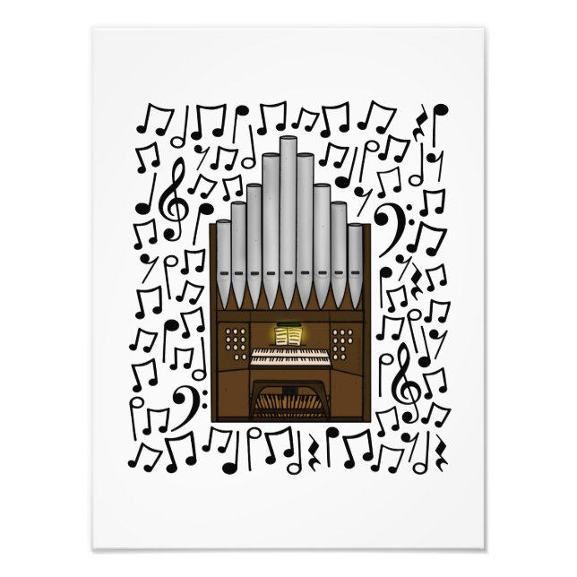 Foto Órgano de la Iglesia Notas Musicales Músico Orgáni (Frente)