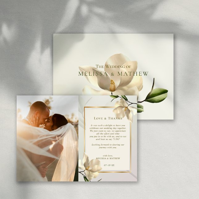 Foto Oriental Magnolia Boda Tarjeta de agradecimie (Photo Oriental Magnolia Wedding Thank You Card)