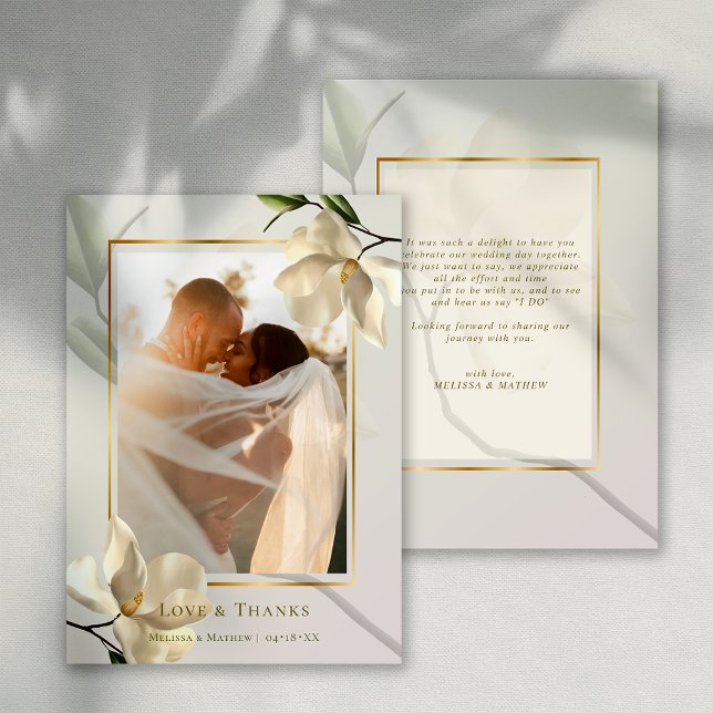 Foto Oriental Magnolia Boda Tarjeta de agradecimie (Photo Oriental Magnolia Wedding Thank You Card)