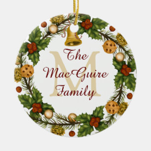 Foto Ornamento navideño Vintage Wreath Monograma