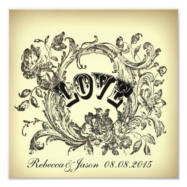 Foto Ornate Flourish Swirls Vintage Wedding (Frente)