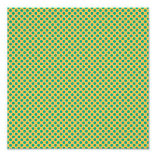 Foto Oro Amarillo con puntos de Polka verde esmeralda e