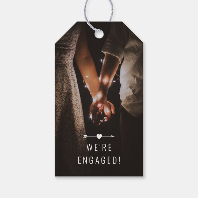 Foto oscura | Invitación de compromiso | Etiqueta  (Anverso)