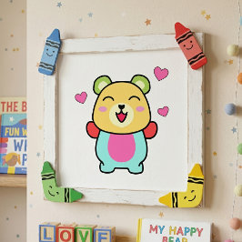 Foto Osito Kawaii sonriente con Corazones de Amor