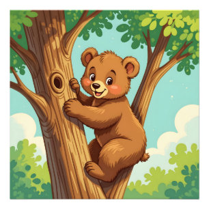 Foto Oso cachorro lindo subiendo a un árbol