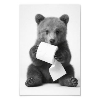 Foto Oso Lindo Sosteniendo Papel Higiénico Divertido Mi