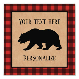 Foto Oso Negro En Un Cuadro Personalizado Rojo Y Negro