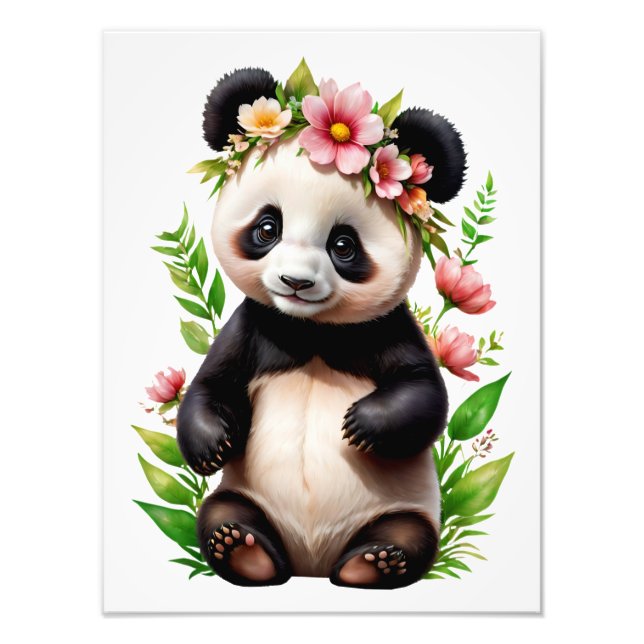 Foto Oso Panda Transparente Con Flores (Frente)