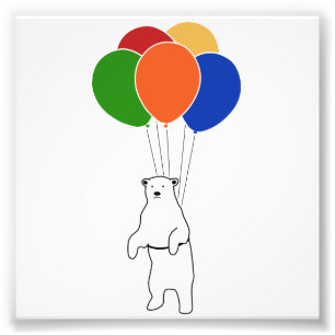 Foto Oso polar volador con globos de cumpleaños