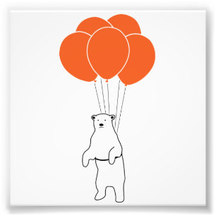 Foto Oso polar volador con globos de cumpleaños