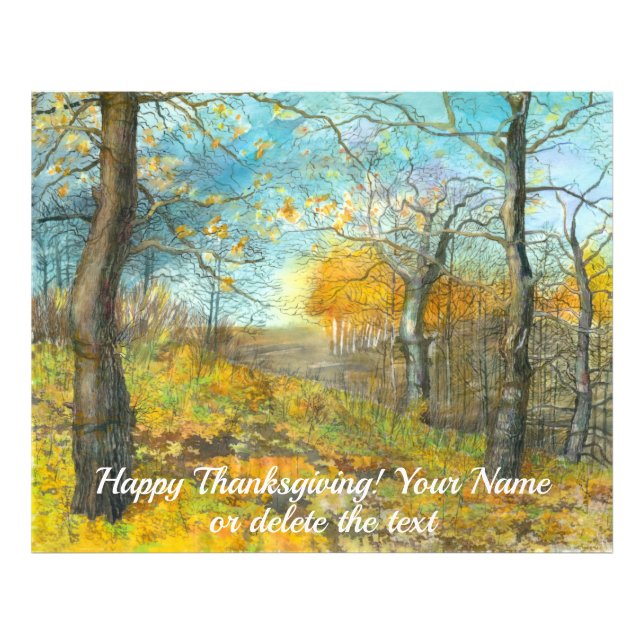 Foto Otoño dorado en un roble pintando acuarela (Frente)