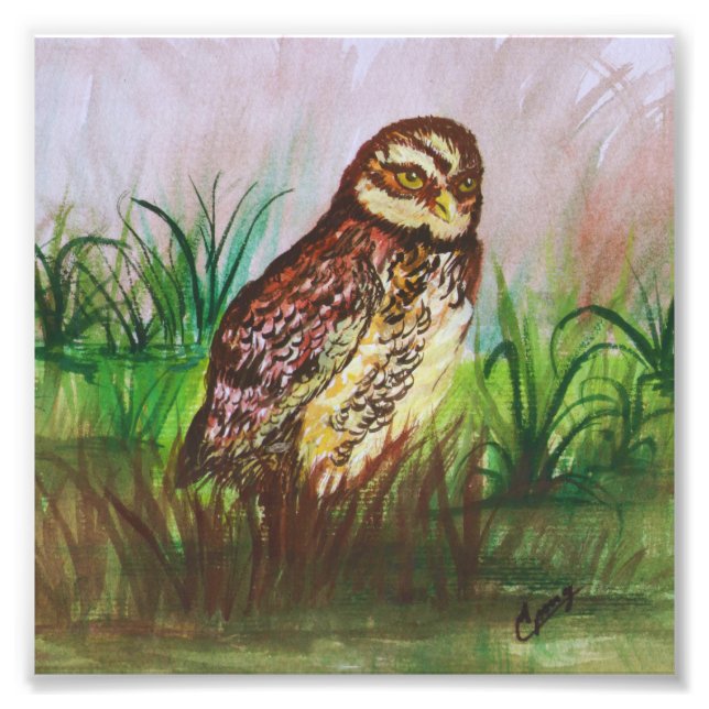Foto Owl in nature watercolor art (Frente)