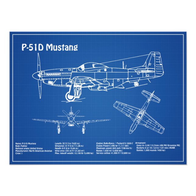 Foto P-51D Mustang - Plano aéreo AD (Frente)