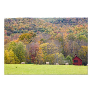 Foto Pacas de heno y follaje de otoño, en una granja en