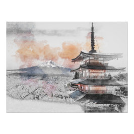 Foto Pagoda Japonesa Acuarela & Mt. Fuji