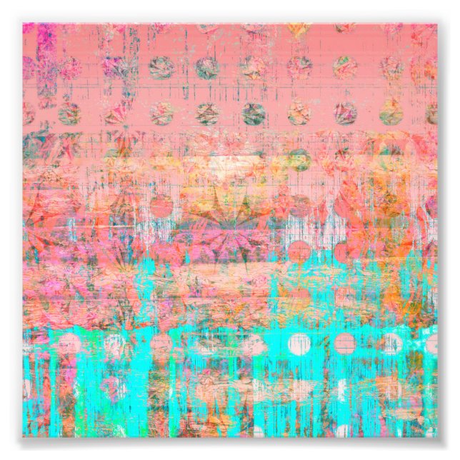 Foto Paint Polka Dot de Peach y Turquesa Weathered (Frente)
