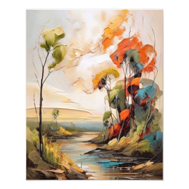 Foto Paintaje paisajístico tranquilo - Río y árboles (Frente)