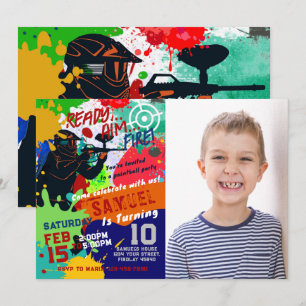 Foto Paintball Invitación de cumpleaños, Paintball