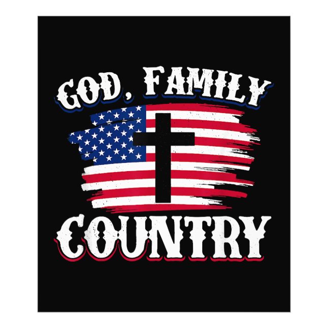 Foto País de la familia Dios Cruz de la Bandera America (Frente)