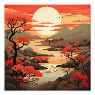 Foto Paisaje artístico japonés