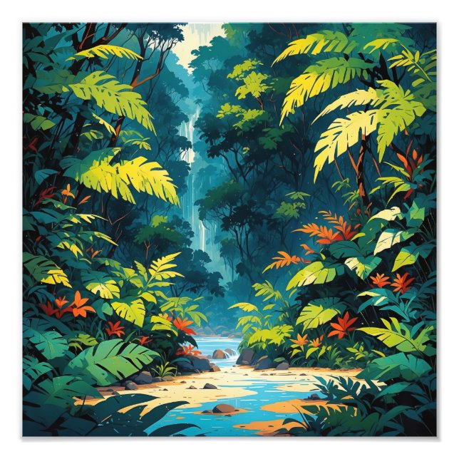 Foto Paisaje de cascada y vegetación tropical del paraí (Frente)