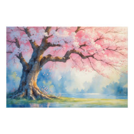 Foto Paisaje de color de agua de cerezo japonés apacibl