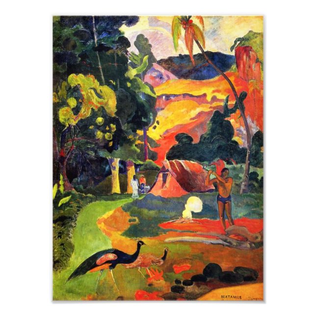 Foto Paisaje de Gauguin con imagen de Peacocks (Frente)