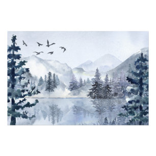 Foto Paisaje de invierno del lago montañoso acuático