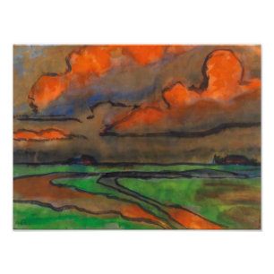 Foto Paisaje de marisma bajo nubes rojas   Emil Nolde  