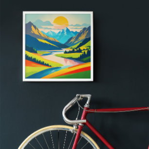 Foto Paisaje de montaña retro Arte de pared acrílico