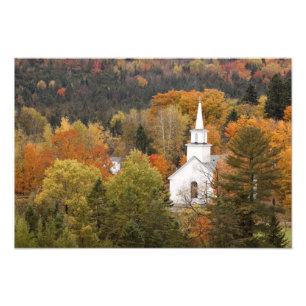 Foto paisaje de otoño con iglesia, Vermont, EE. UU.