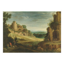 Paisaje de Paul Bril con un fiesta de caza